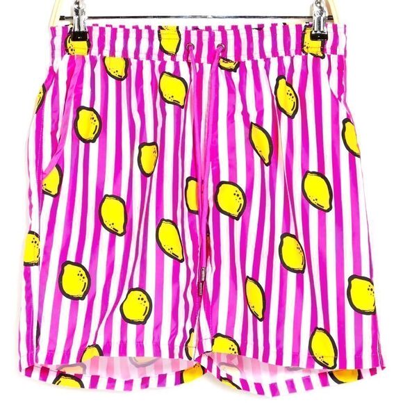 🔥MR. SWIM
Lemon Stripe Print Boardshorts In Magenta - Picture 1 of 3